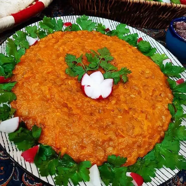 خوراک عدس و کدو حلوایی